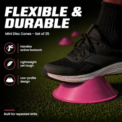 American Challenge Mini Disc Cones, Soccer Cones for Sports, Set of 25 - color: Pink (25 mini cones)