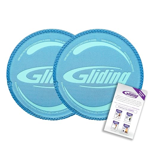 Gliding 9” Sliders for Working Out on Hardwood/Tile Floors, 1 Pair 4 Videos - color: Blue (Hardwood)