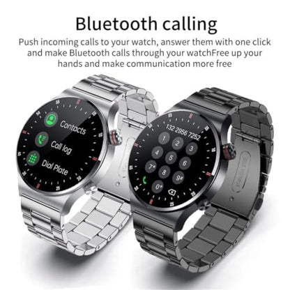 LAKEYLOYI Smart Watches Men Women, Bluetooth Calls, Heart Rate Sleep Monitor,IP67 Waterproof Fitness Tracker, Black Stainless Steel Watches for Android & iOS (D-Silver) - color: D-Silver