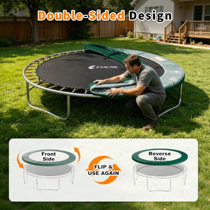 Exacme Double-Sided Round Trampoline Spring Cover, Replacement Safety Pad - color: Dark Green, size: 8FT