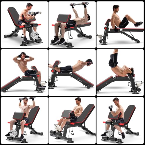 K KiNGKANG Adjustable Weight Bench, Foldable Home Gym, 1050lbs Capacity