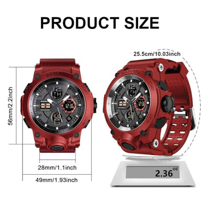 Military Digital Watches for Men Waterproof Work Mens Watch Sports - color: B-Red