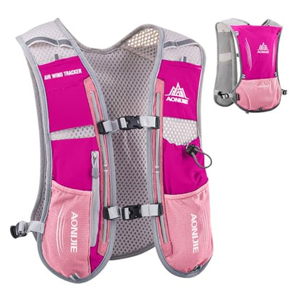 TRIWONDER Running Vest Hydration Pack Backpack for Men & Women, Lightweight Trail Marathon Run Race Vest for Cycling Jogging - color: 01 Rose Red - Only Vest