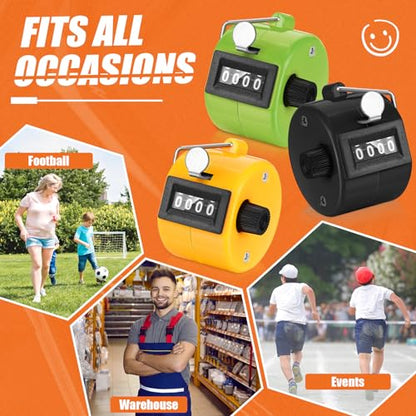 Kathfly 16 Pcs Handheld Clicker Counter 4 Digit Mechanical - color: Bright Color