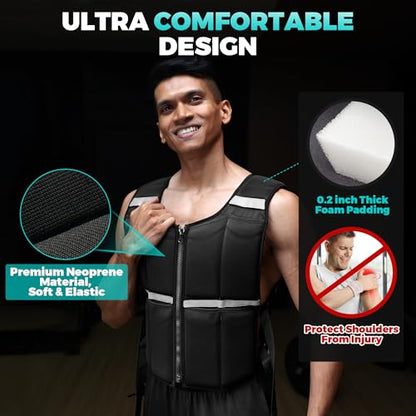 2-45lb Adjustable Weighted Vest Men w/Silicone Weights,Running Rucking Vest - size: 2-20 LBS