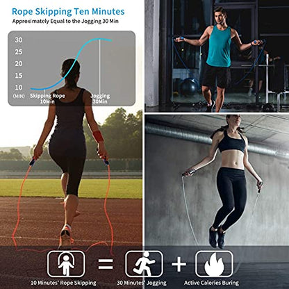 Jump Rope, Professional Weighted Cotton Jump Rope Workout, Adjustable Tangle-Free with Ball Bearings Exerciser Jump Ropes for Cardio, Endurance Training, Fitness Workouts, Jumping Exercise
