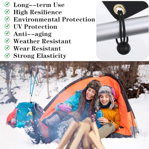 120 Pcs 6 Inch Ball Bungee Cords, Heavy Duty UV Resistant Tarp Tie Downs for Canopy, Shelter, Camping, Cargo and Tent Poles, Black