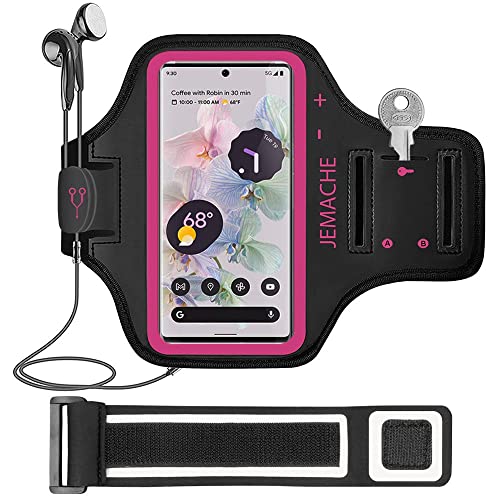 Pixel 10 9 Pro Armband, JEMACHE Water Resistant Gym Running Workouts Phone Arm Band for Google Pixel 10Pro 9Pro 10 9 8 7 9a 8a 7a (Rosy) - color: Rosy, size: Up to 6.3"