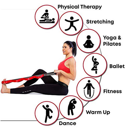 Stretching Strap with Loops, Non Elastic Stretch Band for Physical Therapy