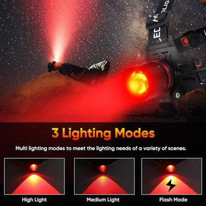 WINDFIRE Red Light Headlamp Rechargeable Red Hunting Head Light Zoomable - color: Red Light