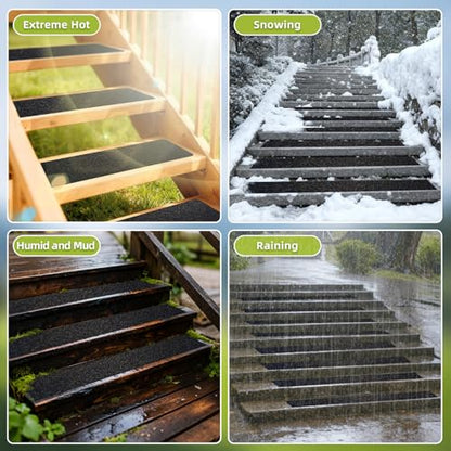10 Pack Outdoor Stair Treads Non-Slip Pre-Cut 6" x 30" - size: 6”x30” 10PCS