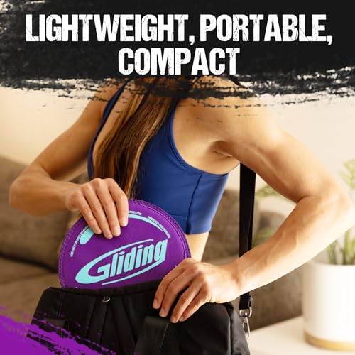 Gliding 9” Sliders for Working Out on Hardwood/Tile Floors, 1 Pair 4 Videos - color: Purple (Hardwood)