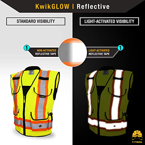 KwikSafety GODFATHER Safety Vest Class 2 & Class 3 ANSI OSHA Hi Vis Vest - color: Yellow, size: XX-Large