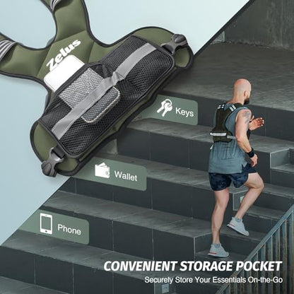 ZELUS Weighted Vest for Men Women,Adjustable 4-32lb Vest, Removable Weights - color: Green, size: 4-10 lb.