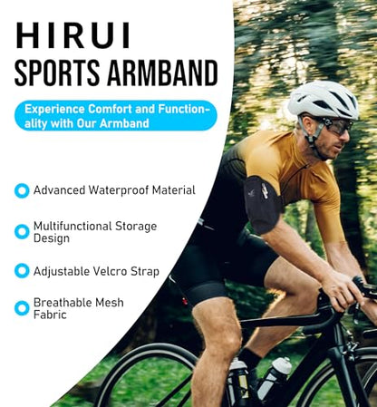 HiRui Universal Comfort Armband Phone Holder Running Armband Adjustable Wristband Phone Holder for Exercise Workout Compatible with iPhone 17/16/15/14/Plus/Pro Samsung Galaxy All Phones (Black)