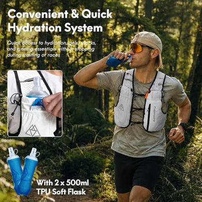 Haimont 10L Trail Running Hydration Vest with Soft Flasks - color: White, size: Medium