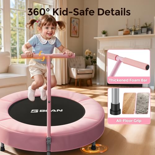 BCAN SP1 36'' Kids Toddler Trampoline Indoor, Foam Handle | FED Fitness - color: Pink-Classic