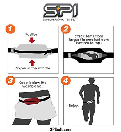SPIbelt Performance Running Belt for Adults, Expandable Pocket, Energy Gel Loops, Adjustable Waist, No Bounce, Black with Black Zipper (Pack of 2) - size: One Size (Pack of 2)
