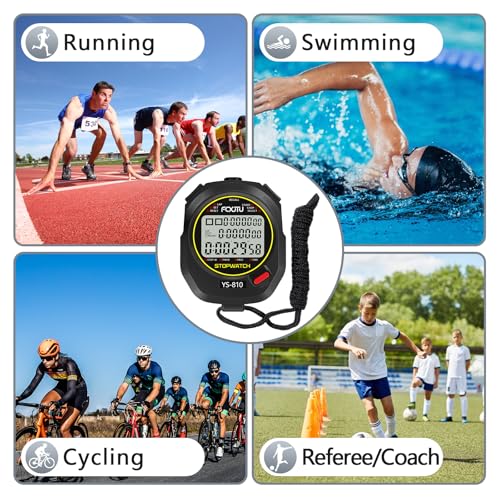 Sports Stopwatch Timer, 10Lap/Split Memory Digital Stop Watch Black