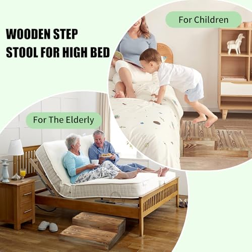 6.0" Height Wooden Moderate 2 Steps Stool for Elderly High Beds, 20.0" W - size: 20.0" W
