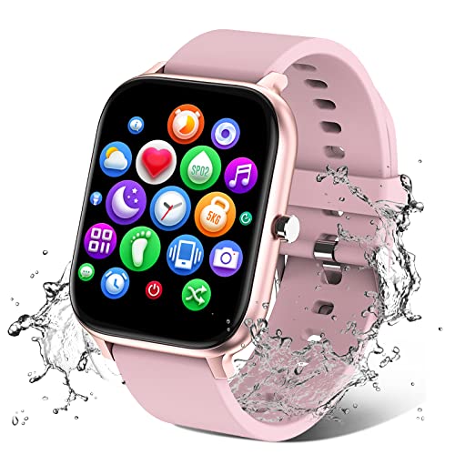 Smart Watch for Men Women Compatible with iPhone Samsung Android Phone 1.69 inch Full Touch Screen IP68 Waterproof Bluetooh Fitness Tracker Heart Rate/Sleep Monitor (Pink) - color: pink