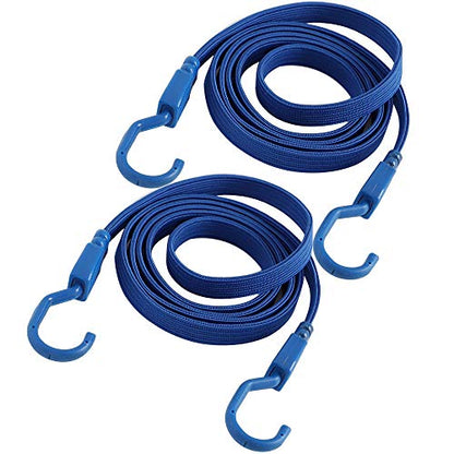 XSTRAP STANDARD 2 Pack Heavy Duty 77in Flat Bungee Cords with Hooks - color: Blue