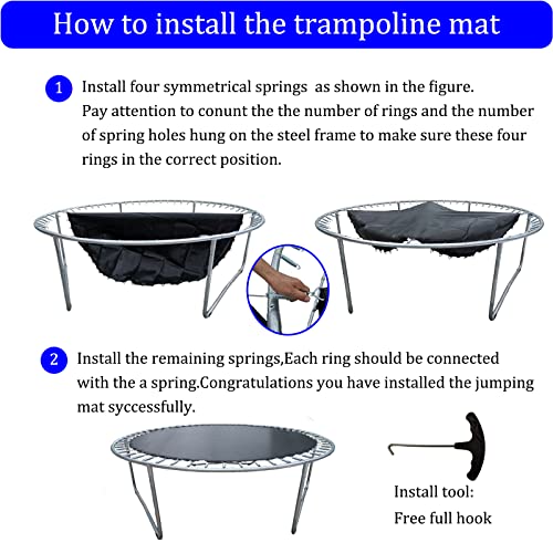 Trampoline Replacement Mat,Mat Diameter:11.97-12.56FT,Fits 14ft Trampoline Frame,with 72 80 84 88 96 Rings for Choose,Fits 5.3-8.5 Inch Springs(Need to Choose),Spring and Frame not Include. - style: 72 V-Rings/147.6" Diam/Fits 6.5"-7"Spring