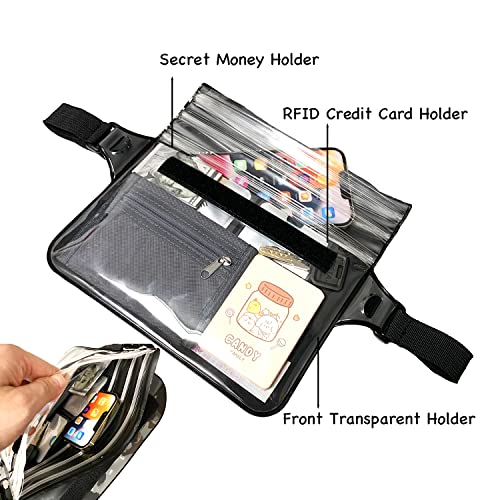 Waterproof Waist Pouch Dry Belt Bag Fanny Pack For Swim Surf Snorkel - color: Black
