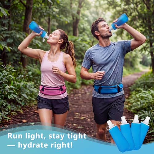 LemonRoad 4 Pcs 250ml Collapsible Soft Water Bottle for Hydration, TPU Foldable Running Water Bottle for Marathon Summer Run Vest Jogging Hiking Travel