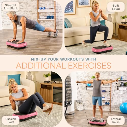 Lifepro Waver Mini Vibration Plate Exercise Machine with Resistance Bands - color: Pink