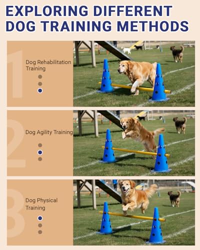 Dog Agility Course Backyard Set, Dog Agility Hurdle Cone Set - color: Blue, size: 18 IN
