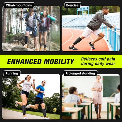 Sylong® Torn Calf Muscle Compression Sleeve Wrap Brace for Calf Swollen, Edema, Soreness, Strain, Cramps, Varicose veins, with 4 sets of Elastic straps - S (1 pack) - size: S