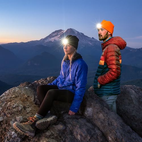 POWERCAP LED Hat Light 150 Lumens Rechargeable Fleece Beanie with Bright Built-in Headlamp Waterproof LED Warm One Size Cap - color: Knit Black 4-pack