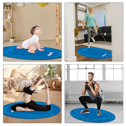 Jump Rope Mat Outdoor Indoor,Oval 52'' x 36'' Non-slip Fitness Exercise Mat - color: Navy