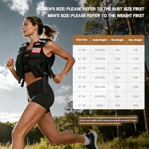 WANOON Weighted Vest for Men Women, 8lb/12lb/16lb/20lb/30lb/40lb Fixed Weight, Plus Size Fitness Vest with Phone Pocket & Reflective Strips for Walking Running Rucking Strength Training - size: 20lb
