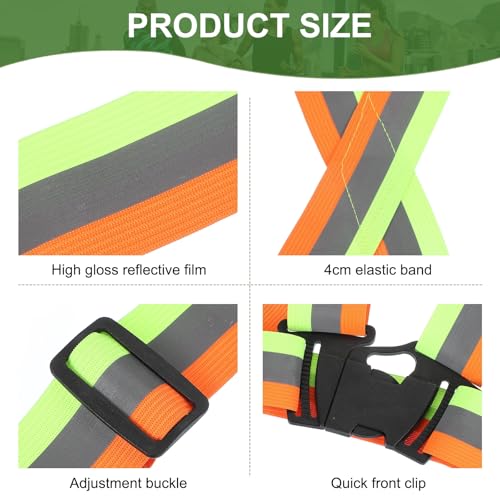 PATIKIL Reflective Safety Vest, Hi-Vis Safety Vests, Adjustable High Visibility Reflective Strips for Outdoor Jogging - color: Yellow/Orange
