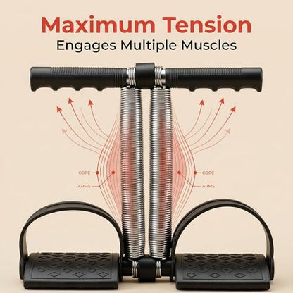 Dual Spring Tension Foot Pedal, Spring Steel Abdominal Leg Exerciser Foot Pedal Dual Spring Sit Up Equipment Lightweight and Portable for Muscle Training (Black)
