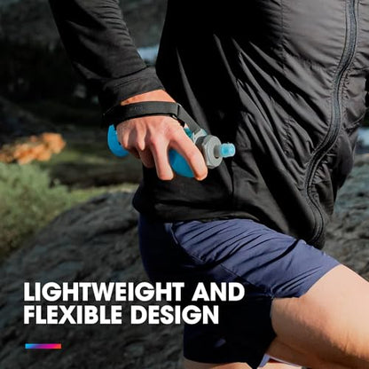 HydraPak SkyFlask Speed - Collapsible Handheld Running Water Bottle (350ml, 500ml, 500ml Insulated) - Adjustable Strap, Lightweight, Spill-Proof Cap - color: *NEW* Malibu Blue, style: 500ml