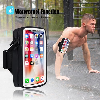 Phone Holder for Running Armband Cell Phone Holder iPhone 17 16 16e 15 14 13 12 11 Pro Max Xs Xr X Plus Mini Samsung Galaxy Ultra S26, Sports Arm Bands Sleeve Fit Workout Exercise Gym Hiking - color: 13-Black with Clear Window