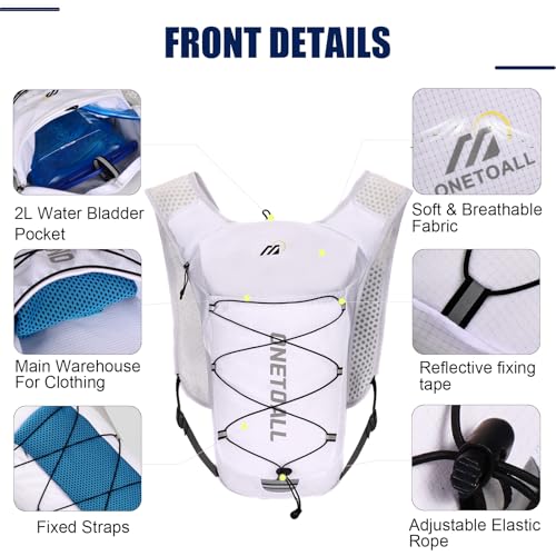 Running Vest for Women & Men, 6L Hydration Backpack with 2L Water Bladder, Lightweight Water Backpack for Trail Running, Marathon, Hiking, Cycling, Jogging, Adjustable Fit - color: White Vest with 2L Bladder