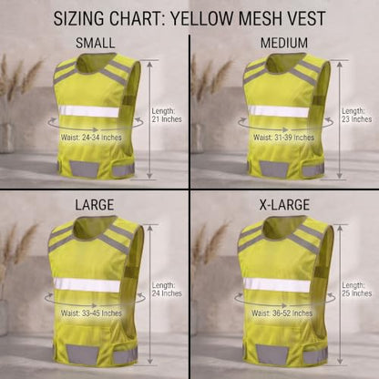 Mesh Safety Vest with Pocket & 2 Wrist Bands, High-Visibility Running Vest - color: Yellow, size: X-Large