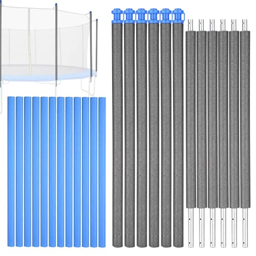 AW Universal Trampoline Replacement Enclosure Poles Accessories with Clamp - size: 78" , 6 Pole + 12 Foam Sleeves