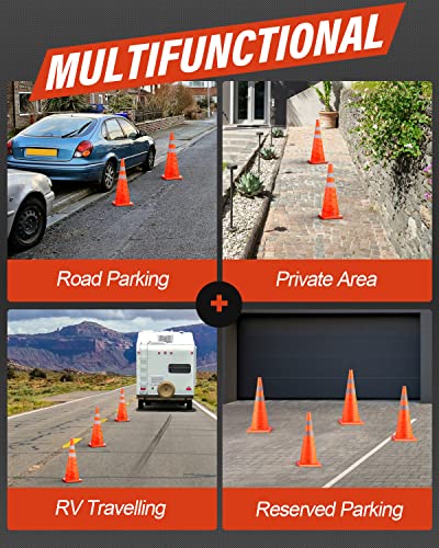 RoadHero 28 Inch 8 Pack Collapsible Traffic Safety Cones with Bag, Orange - size: 28 Inch (Pack of 2)