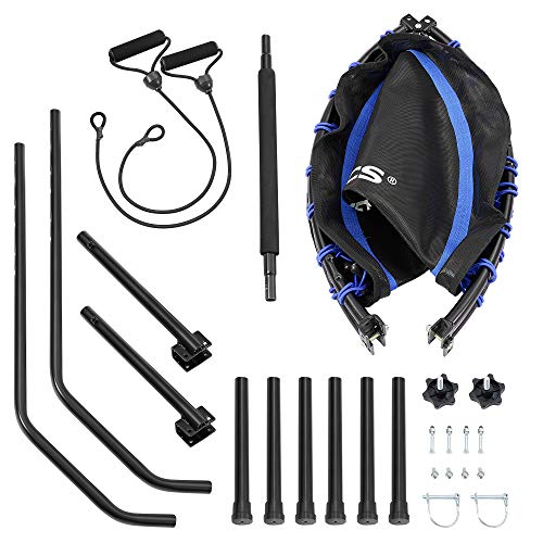 SONGMICS 40 Inches Mini Fitness Trampoline, Fitness Rebounder with Adjustable Handrail, Foldable Trampoline for At-Home Workout, Max. Load 264.6 lb - color: Blue + Black