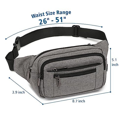 Packism Fanny Packs for Women Men - Crossbody Waist Bag for Travel - color: A02 Grey