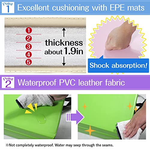 KaRaDaStyle Gymnastics Mat Folding Stretch Mats 71"x39"x2" Exercise Muscle Training Children Play Horizontal Bar Mat Yoga Sports Soundproof Home Use - color: Black/4-fold