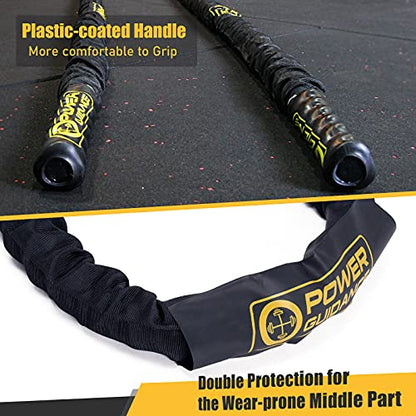 POWER GUIDANCE Battle Rope, 1.5/2 Inch Diameter Poly Dacron 30, 40, 50Ft Length Exercise Equipment for Home Gym & Outdoor Workout, Battle Rope Anchor Included… - size: 1.5 Inch x 50 Feet