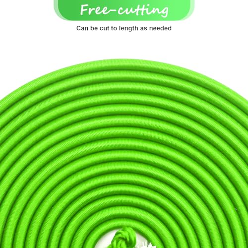 1/8" Bungee Shock Cords with Hooks,65 Feet Elastic Nylon Cords Kayak Stretch String Rope for Bikes,Tie Downs,Boating,Camping,Sunshades,Fitness and Outdoor Enthusiasts (1/4 inch x 32 Ft, Neon Green) - size: 1/4 inch x 32 Ft, Neon Green