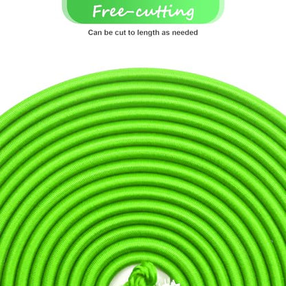 1/8" Bungee Shock Cords with Hooks,65 Feet Elastic Nylon Cords Kayak Stretch String Rope for Bikes,Tie Downs,Boating,Camping,Sunshades,Fitness and Outdoor Enthusiasts (1/4 inch x 32 Ft, Neon Green) - size: 1/4 inch x 32 Ft, Neon Green