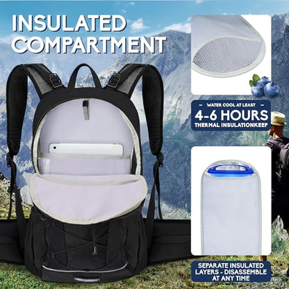N NEVO RHINO Hydration Backpack with Water Bladder 3L, Hiking Backpack - color: 01 Black